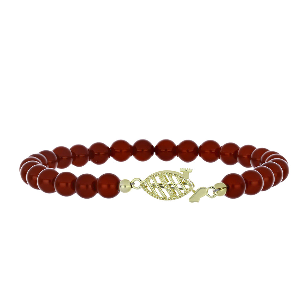Pulsera de Plata Bañada en Oro con Perla roja de río 1 