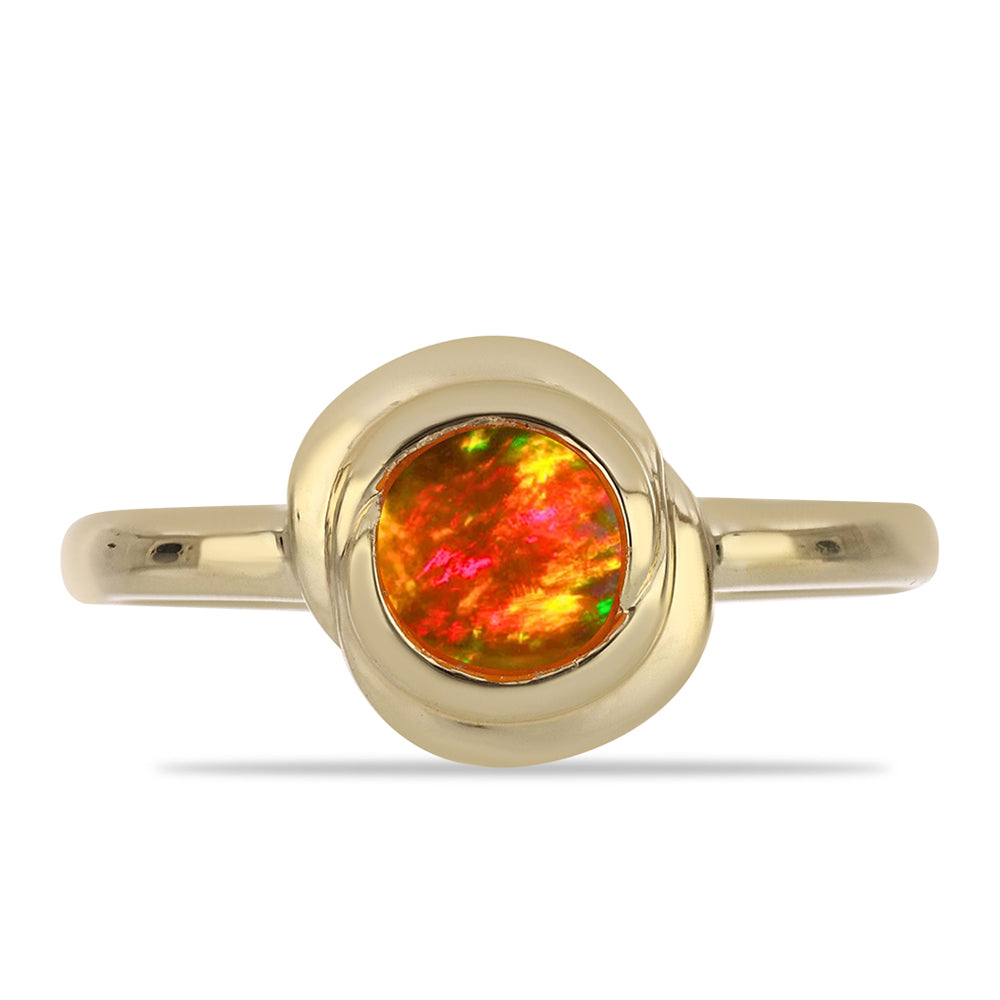 Anillo de Plata Bañada en Oro con Ópalo de fuego americano