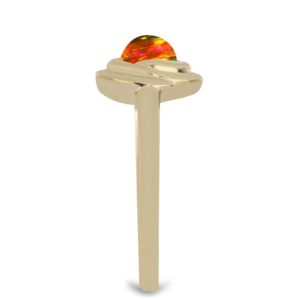 Anillo de Plata Bañada en Oro con Ópalo de fuego americano