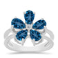 Anillo de Plata con Topacio Azul Londres y Topacio Blanco