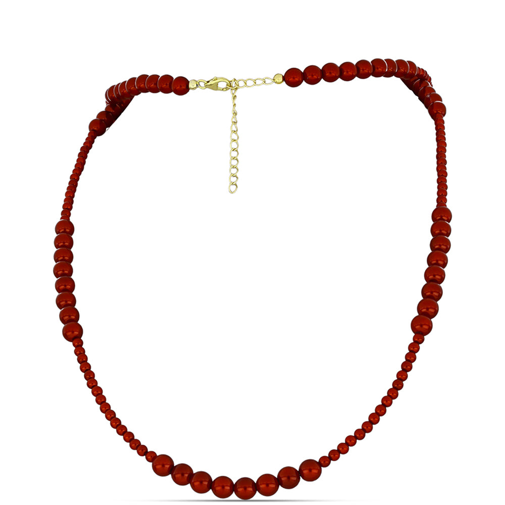 Collar de Plata Bañada en Oro con Perla roja de río 1 
