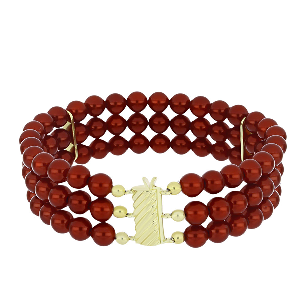 Pulsera de Plata Bañada en Oro con Perla roja de río 1 