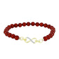 Pulsera de Plata Bañada en Oro con Perla roja de río y Topacio Blanco
