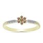 Anillo de Plata Bañada en Oro con Diamante Champagne y Diamante blanco