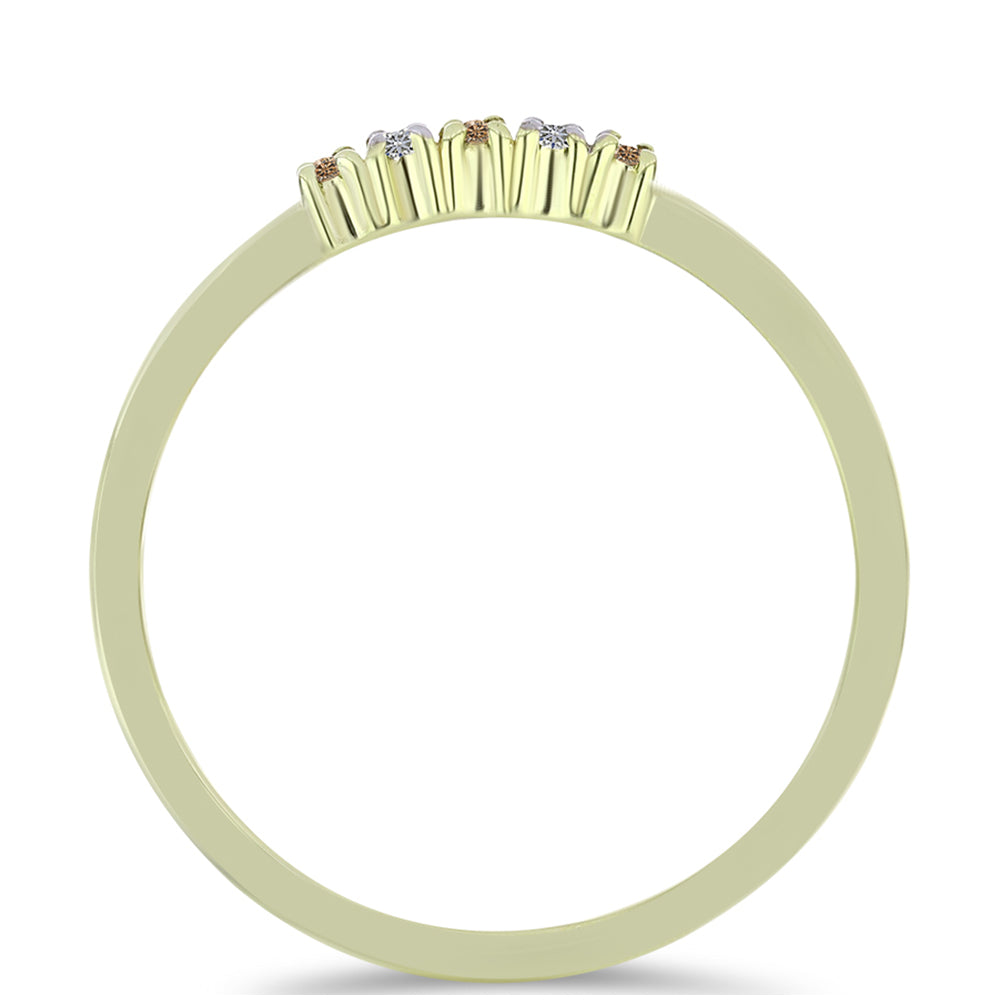 Anillo de Plata Bañada en Oro con Diamante Champagne y Diamante blanco 2 