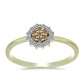 Anillo de Plata Bañada en Oro con Diamante Champagne y Diamante blanco