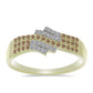 Anillo de Plata Bañada en Oro con Diamante Champagne y Diamante blanco