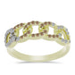 Anillo de Plata Bañada en Oro con Diamante Champagne y Diamante blanco