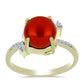 Anillo de Plata Bañada en Oro con Perla roja de río y Topacio Blanco