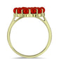 Anillo de Plata Bañada en Oro con Perla roja de río y Topacio Blanco