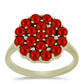 Anillo de Plata Bañada en Oro con Perla roja de río y Topacio Blanco