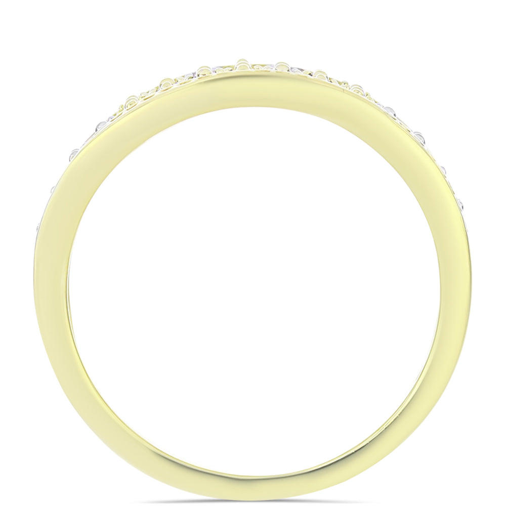 Anillo de Plata Bañada en Oro con Diamante Champagne y Diamante blanco