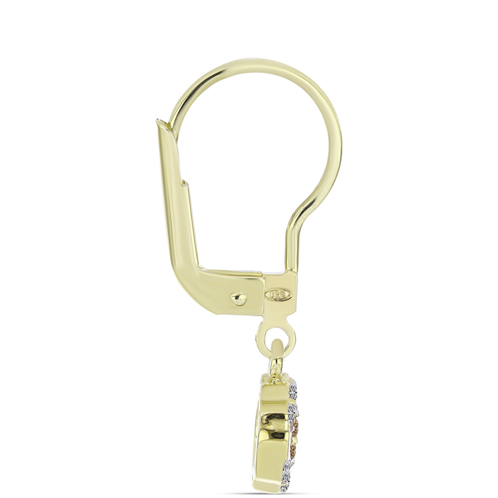 Pendientes de Plata Bañada en Oro con Diamante Champagne y Diamante blanco 2 