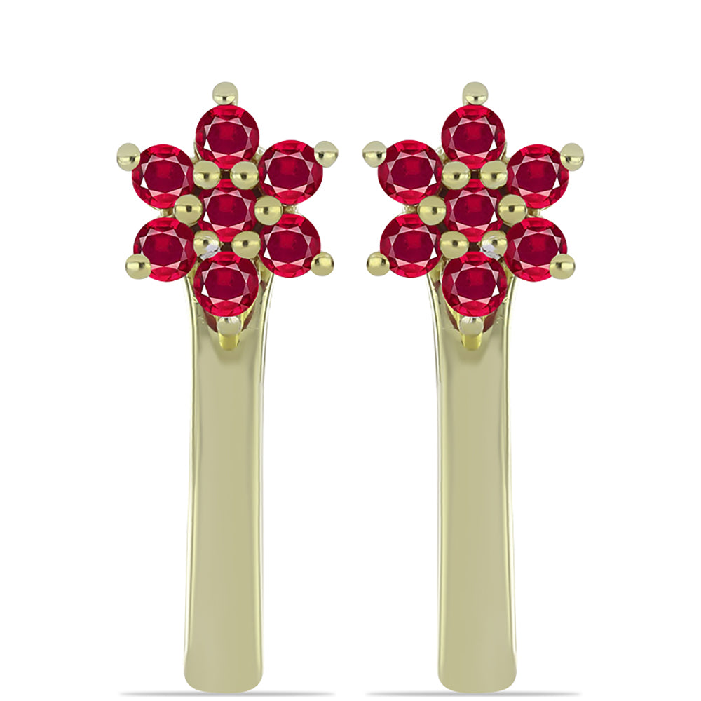 Conjunto de Plata Bañada en Oro con Rubí de Madagascar y Esmeralda de Brasil ( Pendientes ) 2 
