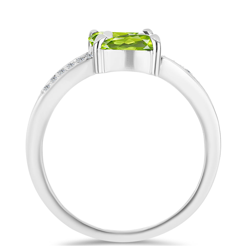 Anillo de Plata con Peridoto de Changbai y Topacio Blanco