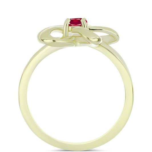 Anillo de Plata Bañada en Oro con Rubí de Madagascar