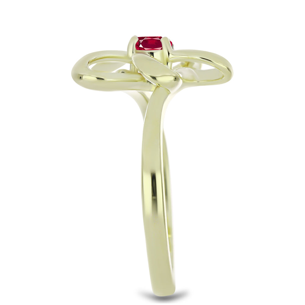Anillo de Plata Bañada en Oro con Rubí de Madagascar 4 