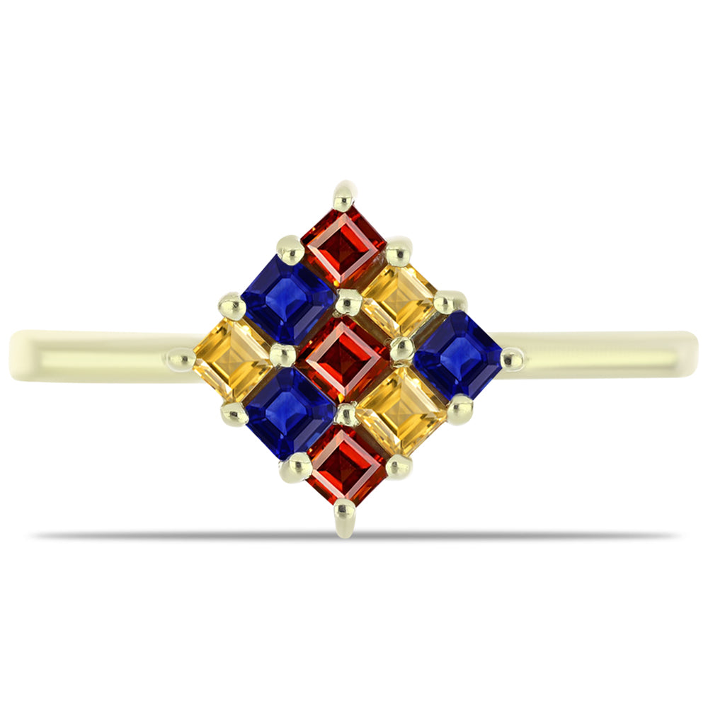 Anillo de Plata Bañada en Oro con Zafiro Arco Iris Rosebery 1 