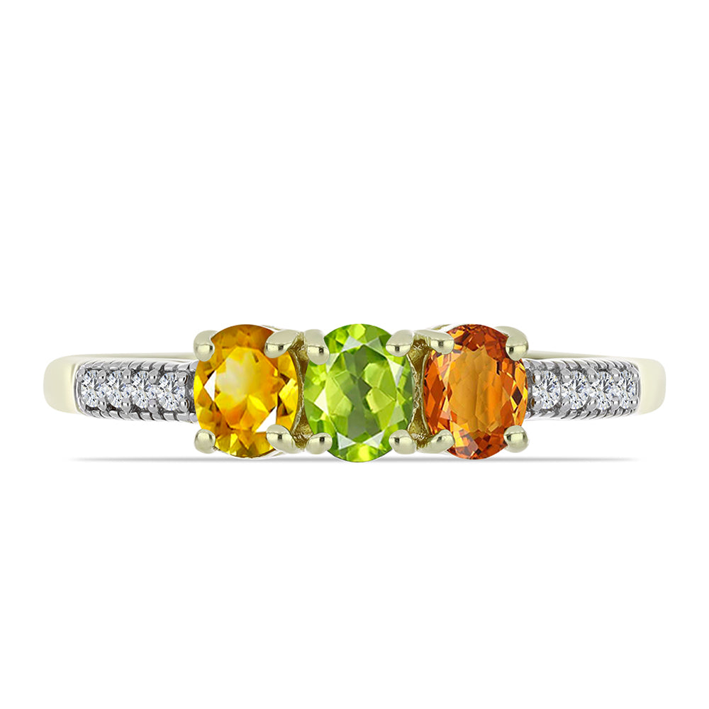 Anillo de Plata Bañada en Oro con Zafiro Arco Iris Rosebery y Topacio Blanco 2 
