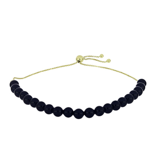 Pulsera de Plata Bañada en Oro con Ónix negro de Suwar