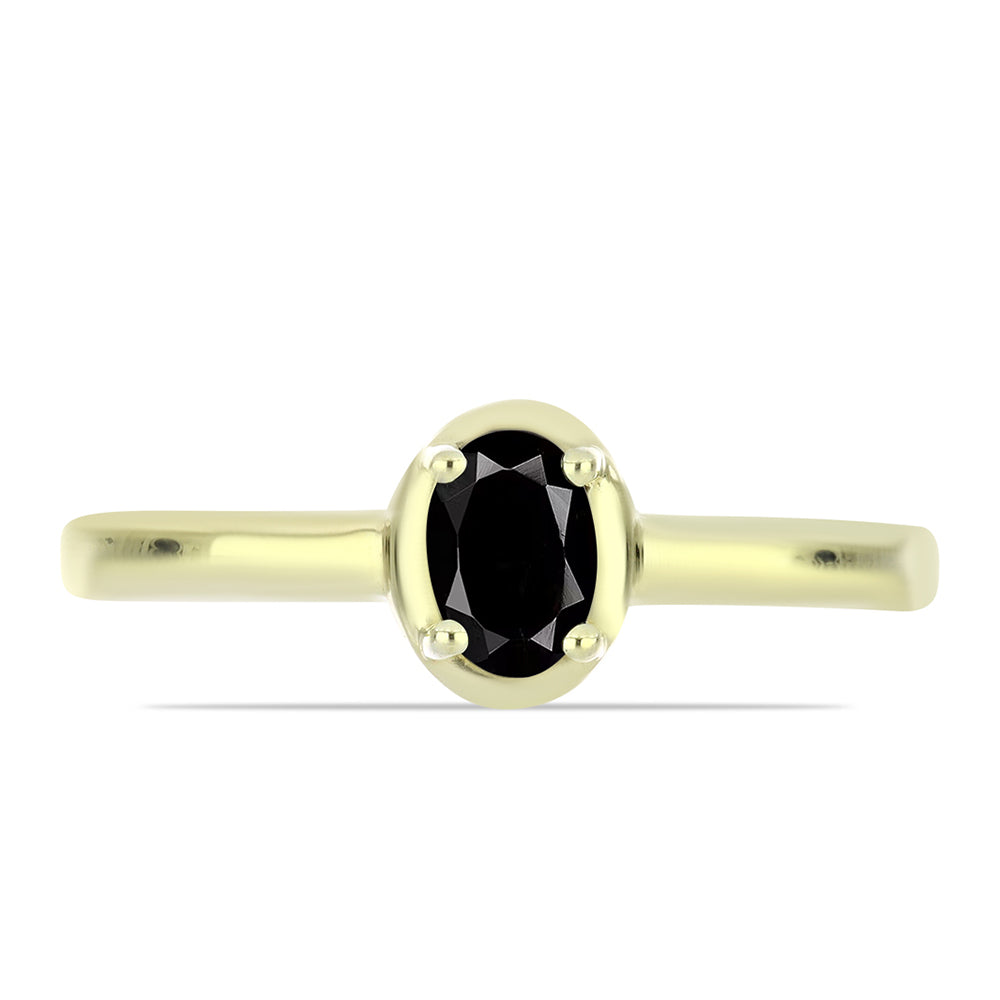 Anillo de Plata Bañada en Oro con Ónix negro de Suwar 1 