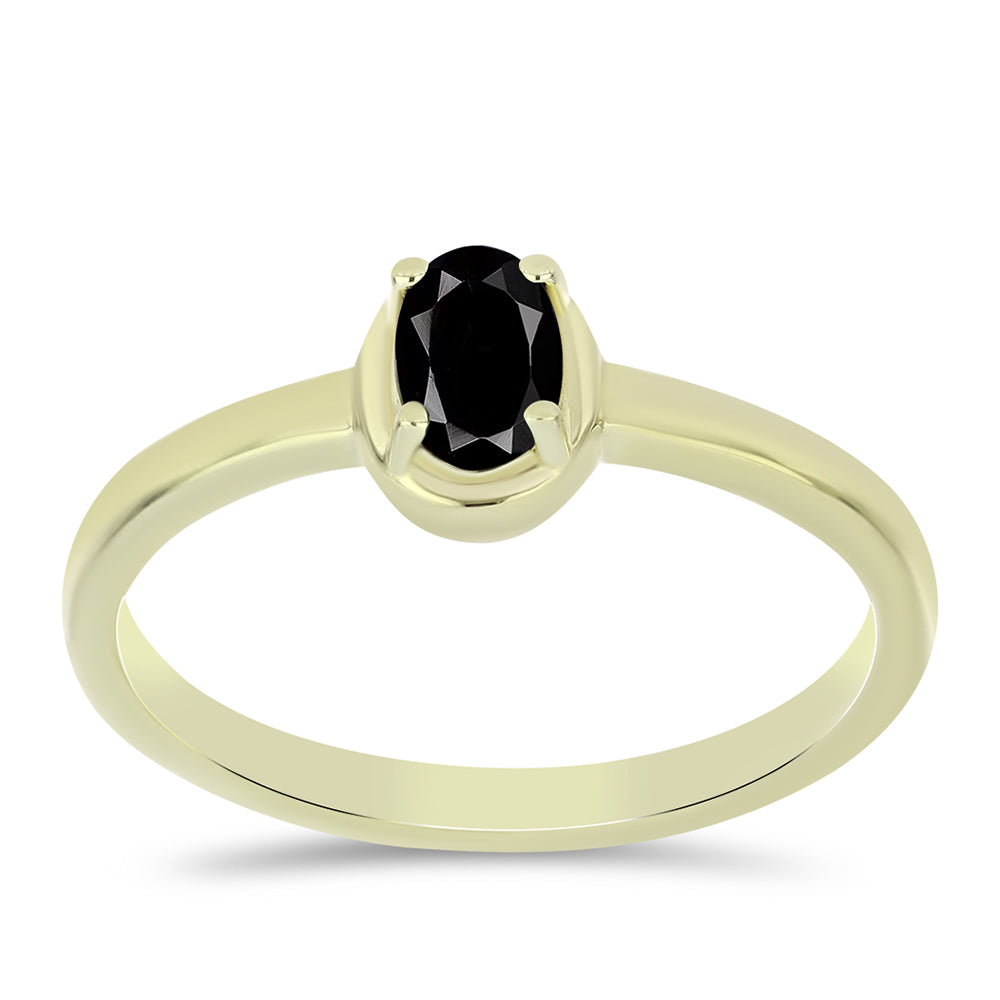 Anillo de Plata Bañada en Oro con Ónix negro de Suwar 3 