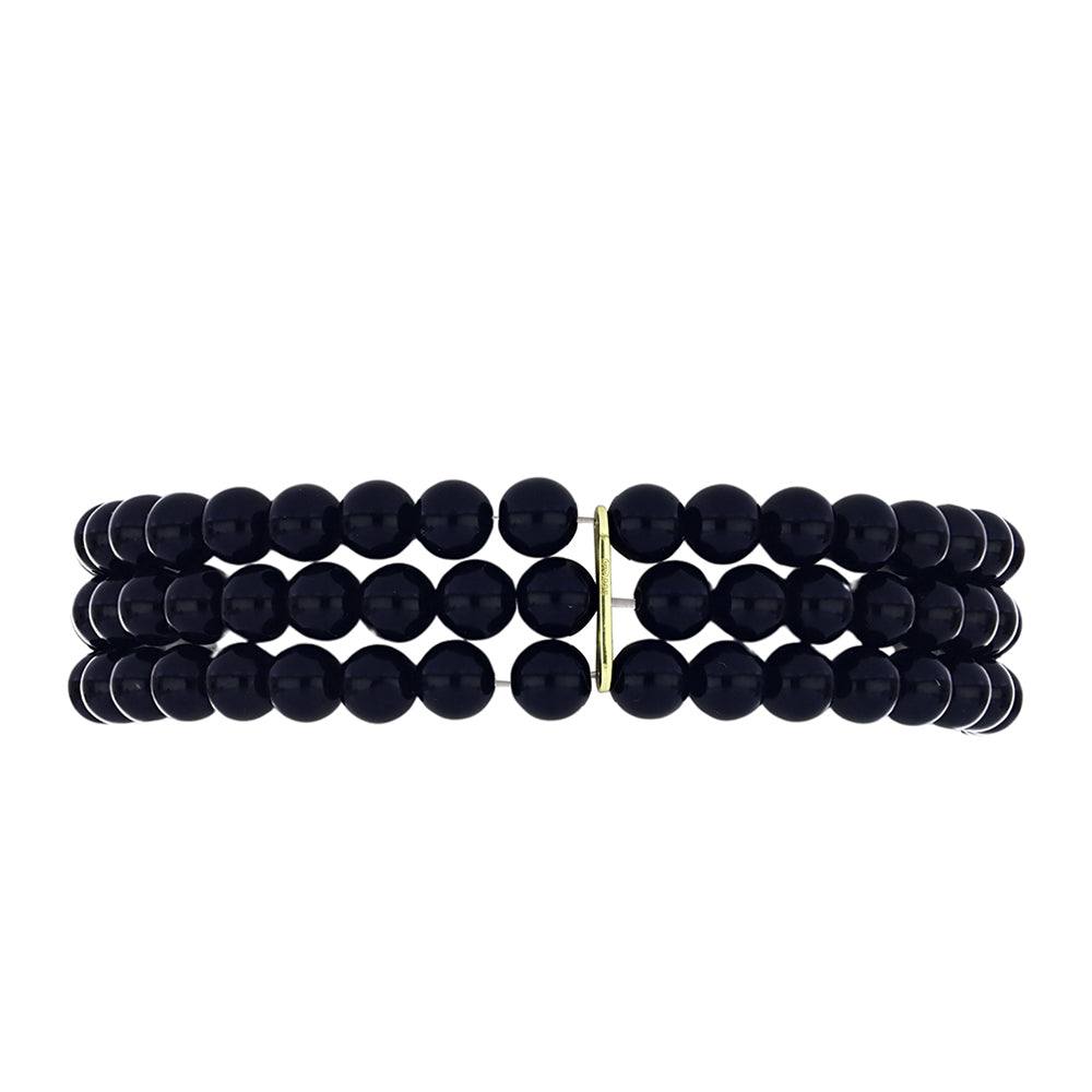 Pulsera de Plata Bañada en Oro con Ónix negro de Suwar