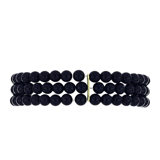Pulsera de Plata Bañada en Oro con Ónix negro de Suwar