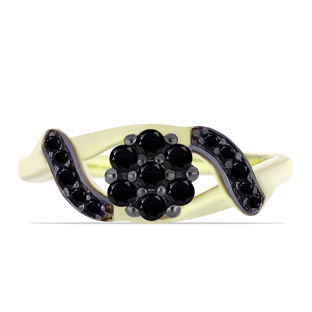 Anillo de Plata Bañada en Oro con Ónix negro de Suwar 1 