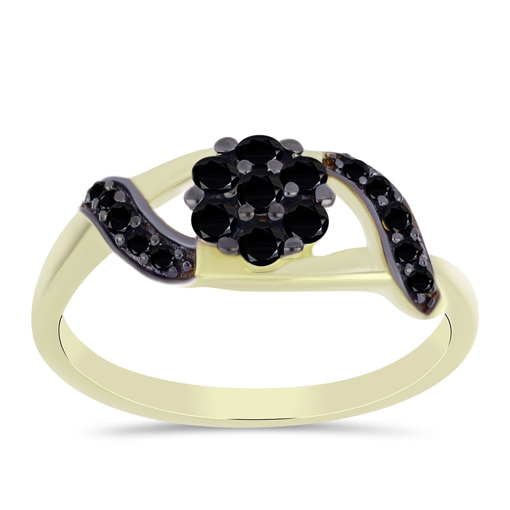 Anillo de Plata Bañada en Oro con Ónix negro de Suwar 3 
