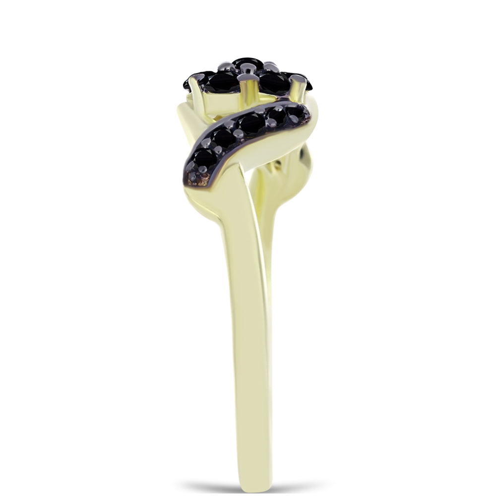 Anillo de Plata Bañada en Oro con Ónix negro de Suwar 4 