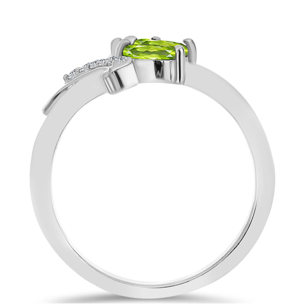 Anillo de Plata con Peridoto de Changbai y Topacio Blanco 2 