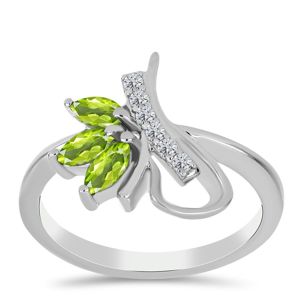 Anillo de Plata con Peridoto de Changbai y Topacio Blanco 3 