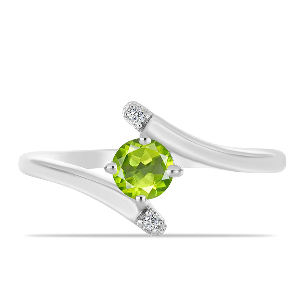 Anillo de Plata con Peridoto de Changbai y Topacio Blanco 2 
