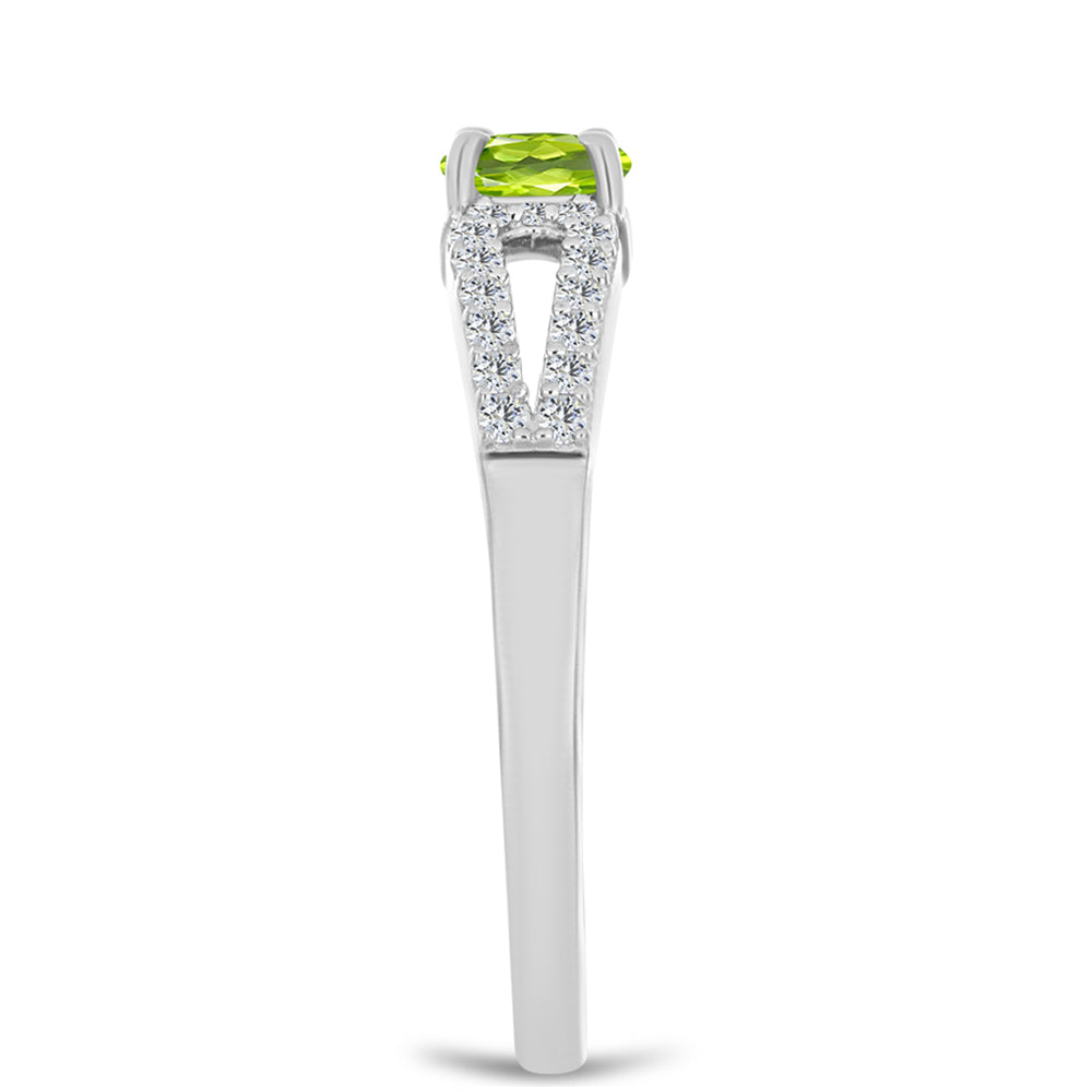 Anillo de Plata con Peridoto de Changbai y Topacio Blanco 4 