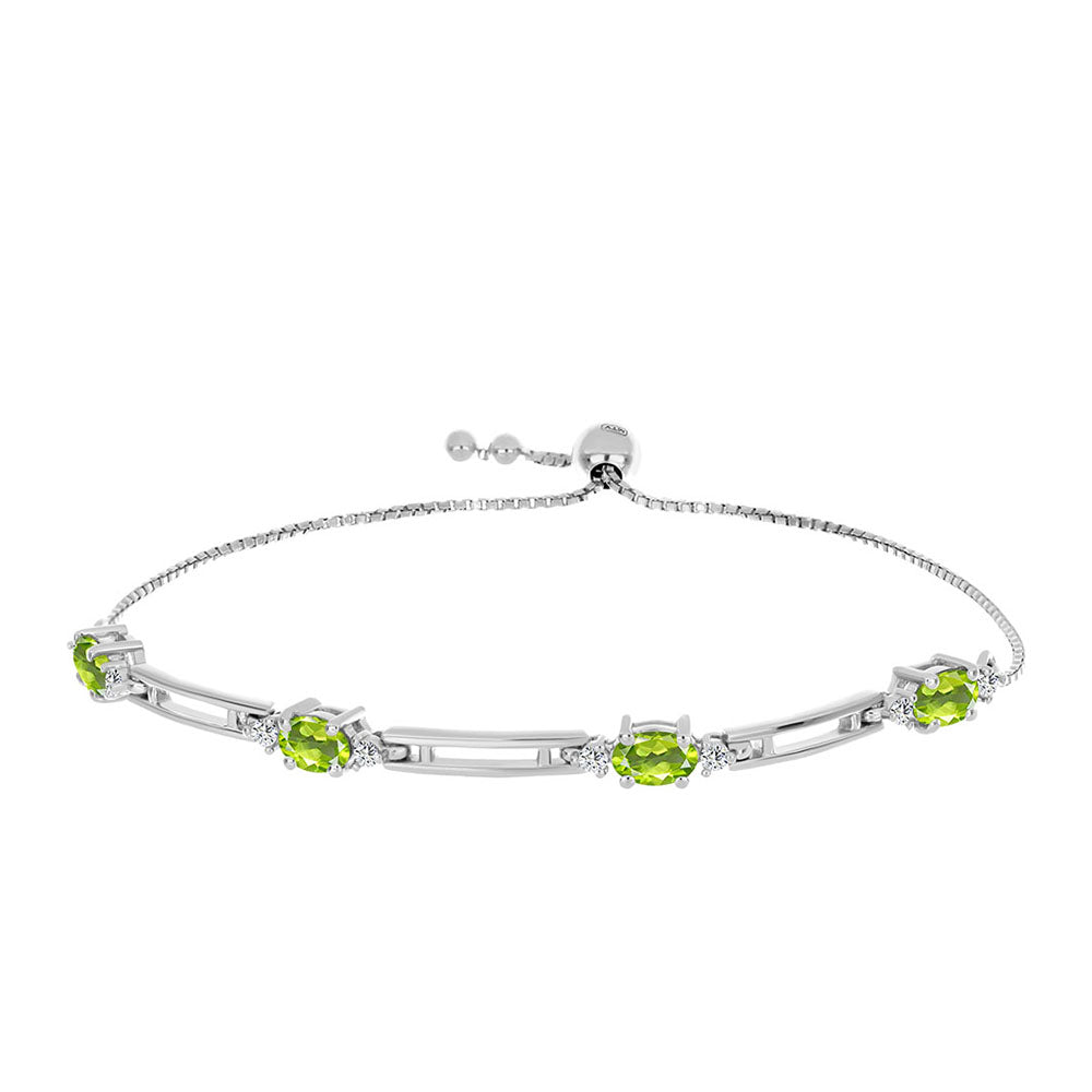 Pulsera de Plata con Peridoto de Changbai y Topacio Blanco 1 