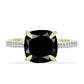 Anillo de Plata Bañada en Oro con Ónix negro de Suwar y Topacio Blanco