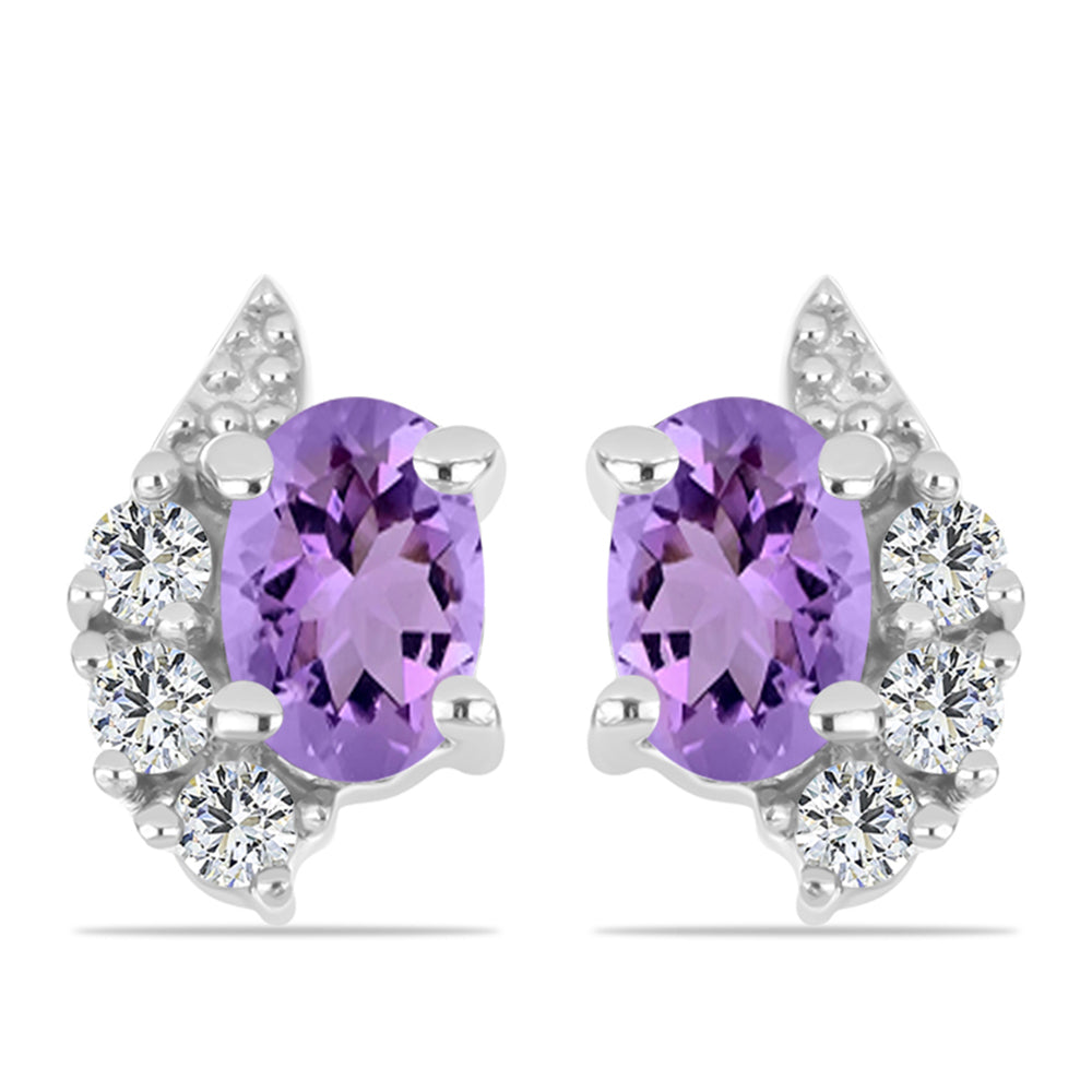 Pendientes de Plata con Amatista Rosa de Francia y Topacio Blanco 1 