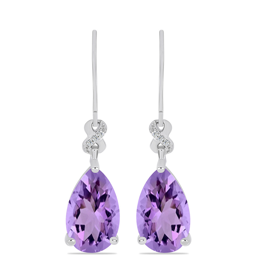 Pendientes de Plata con Amatista Rosa de Francia y Topacio Blanco 1 