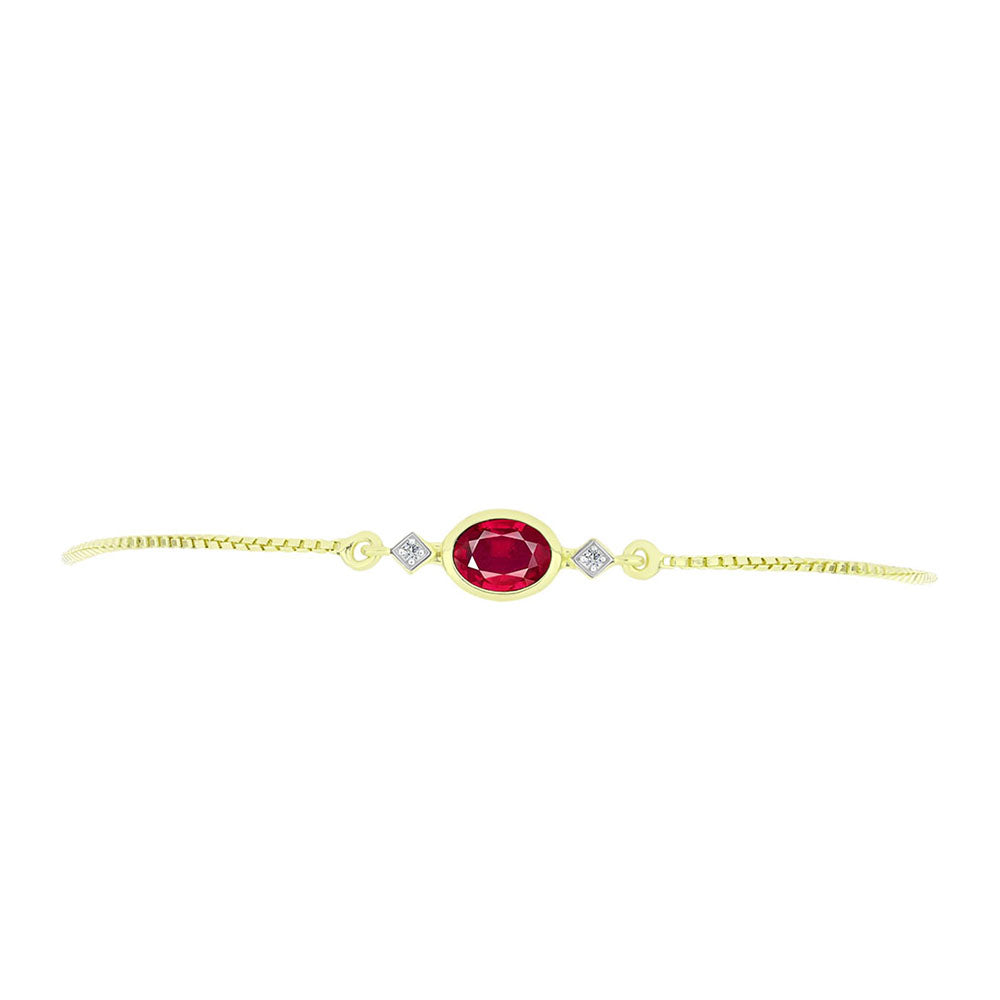 Pulsera de Plata Bañada en Oro con Rubí de Madagascar y Topacio Blanco 2 