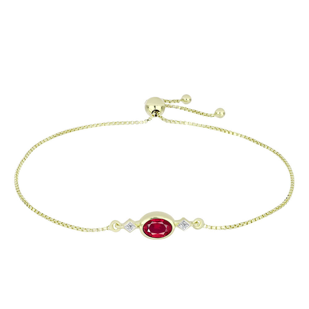 Pulsera de Plata Bañada en Oro con Rubí de Madagascar y Topacio Blanco 1 
