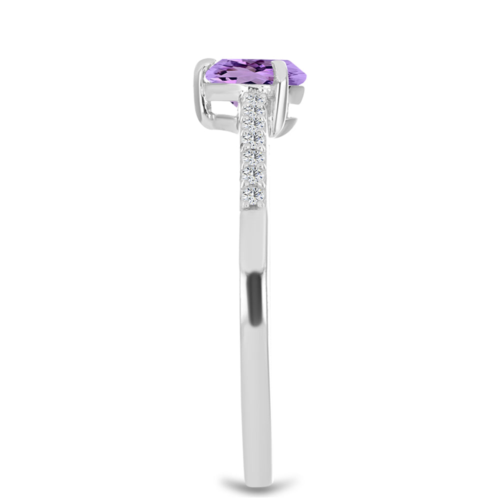 Anillo de Plata con Amatista Rosa de Francia y Topacio Blanco 4 