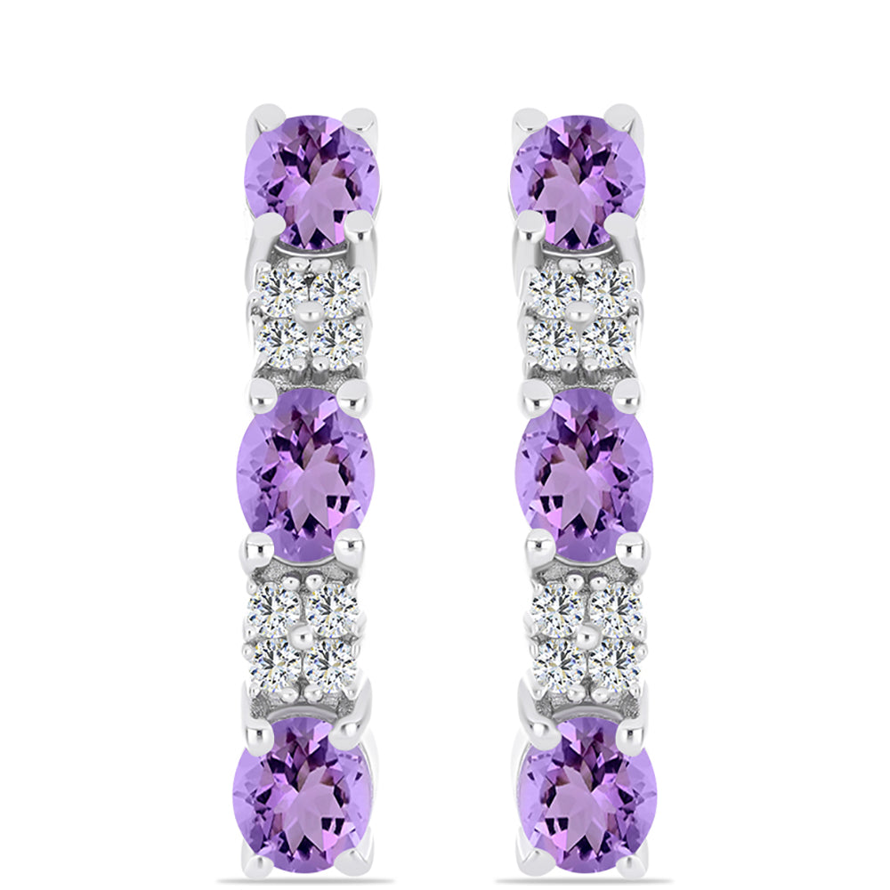 Pendientes de Plata con Amatista Rosa de Francia y Topacio Blanco 1 
