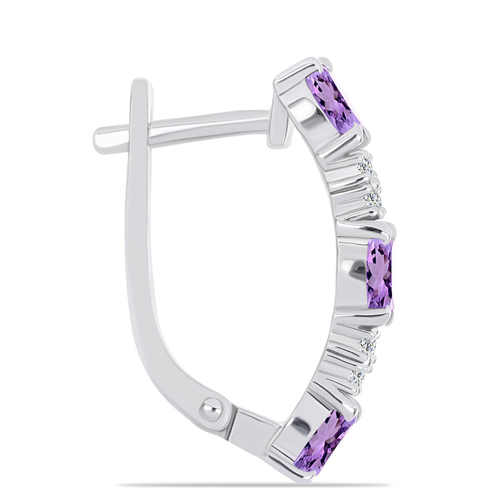 Pendientes de Plata con Amatista Rosa de Francia y Topacio Blanco 2 