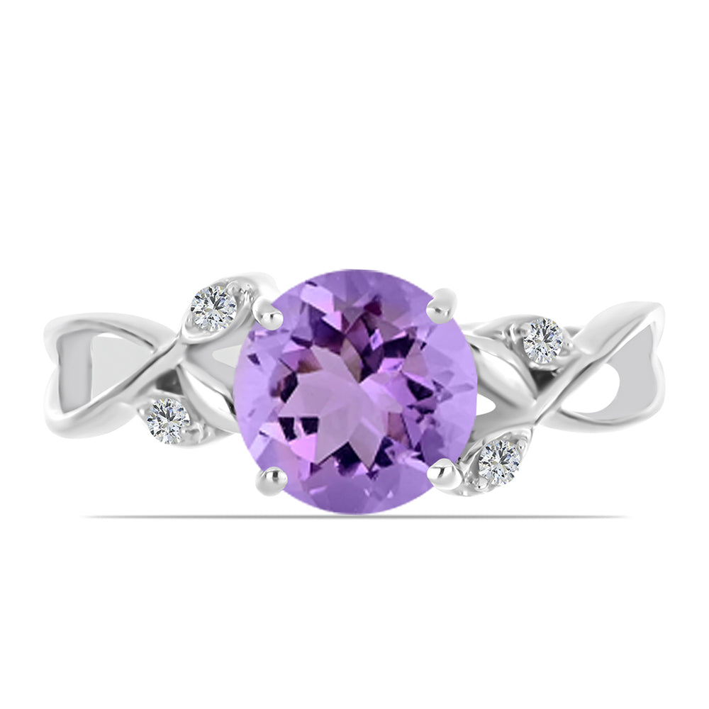 Anillo de Plata con Amatista Rosa de Francia y Topacio Blanco 2 