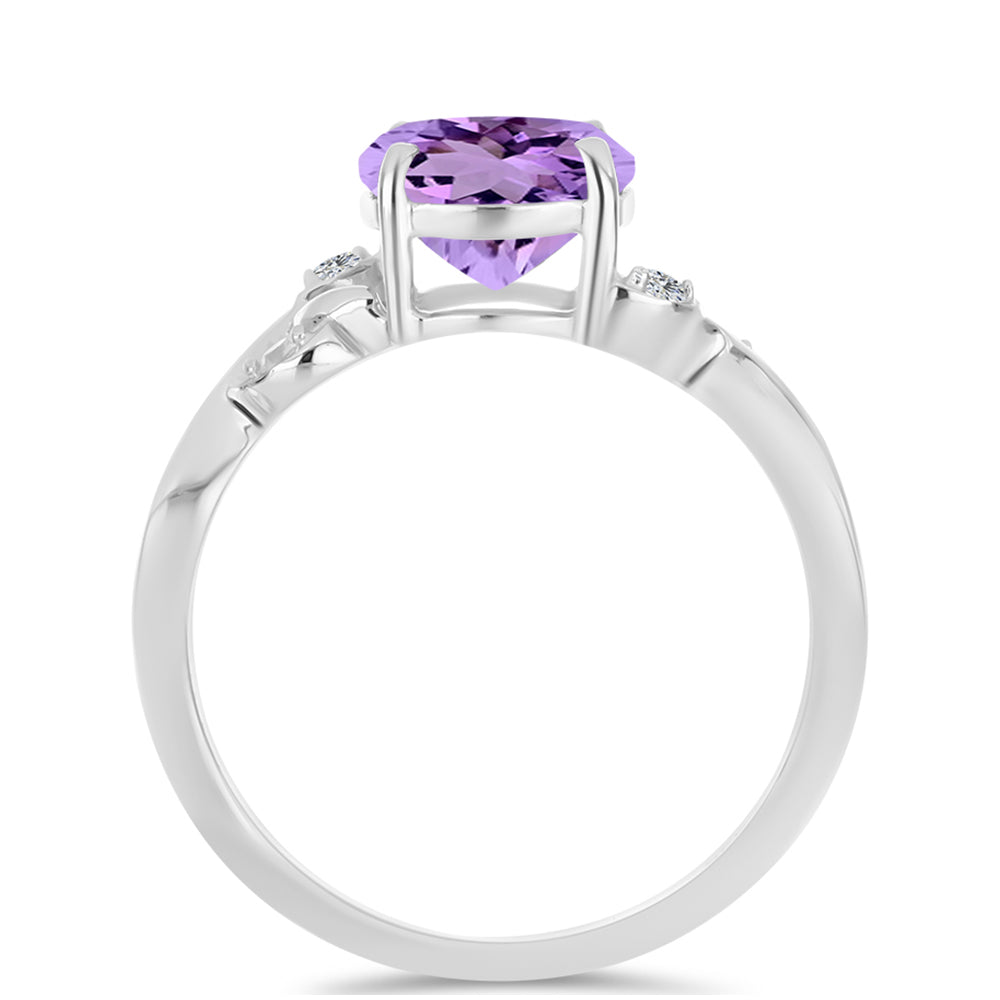 Anillo de Plata con Amatista Rosa de Francia y Topacio Blanco