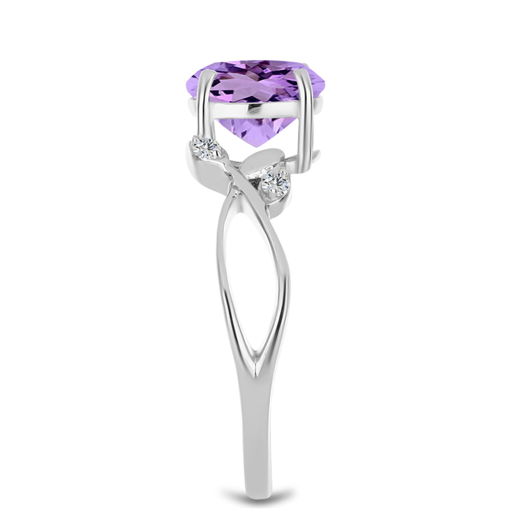 Anillo de Plata con Amatista Rosa de Francia y Topacio Blanco 4 