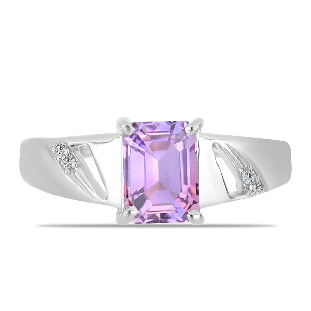 Anillo de Plata con Amatista Rosa de Francia y Topacio Blanco 1 
