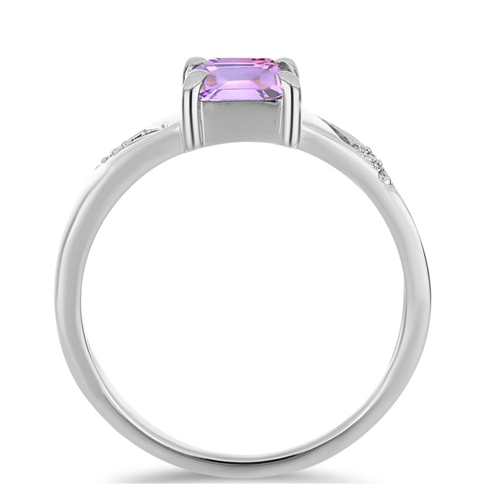 Anillo de Plata con Amatista Rosa de Francia y Topacio Blanco 2 
