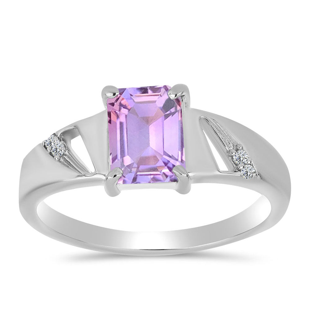 Anillo de Plata con Amatista Rosa de Francia y Topacio Blanco 3 
